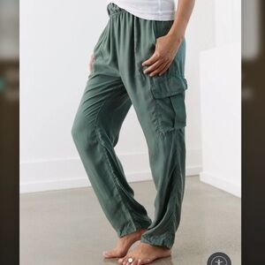 Silk Cargo Jogger Pants